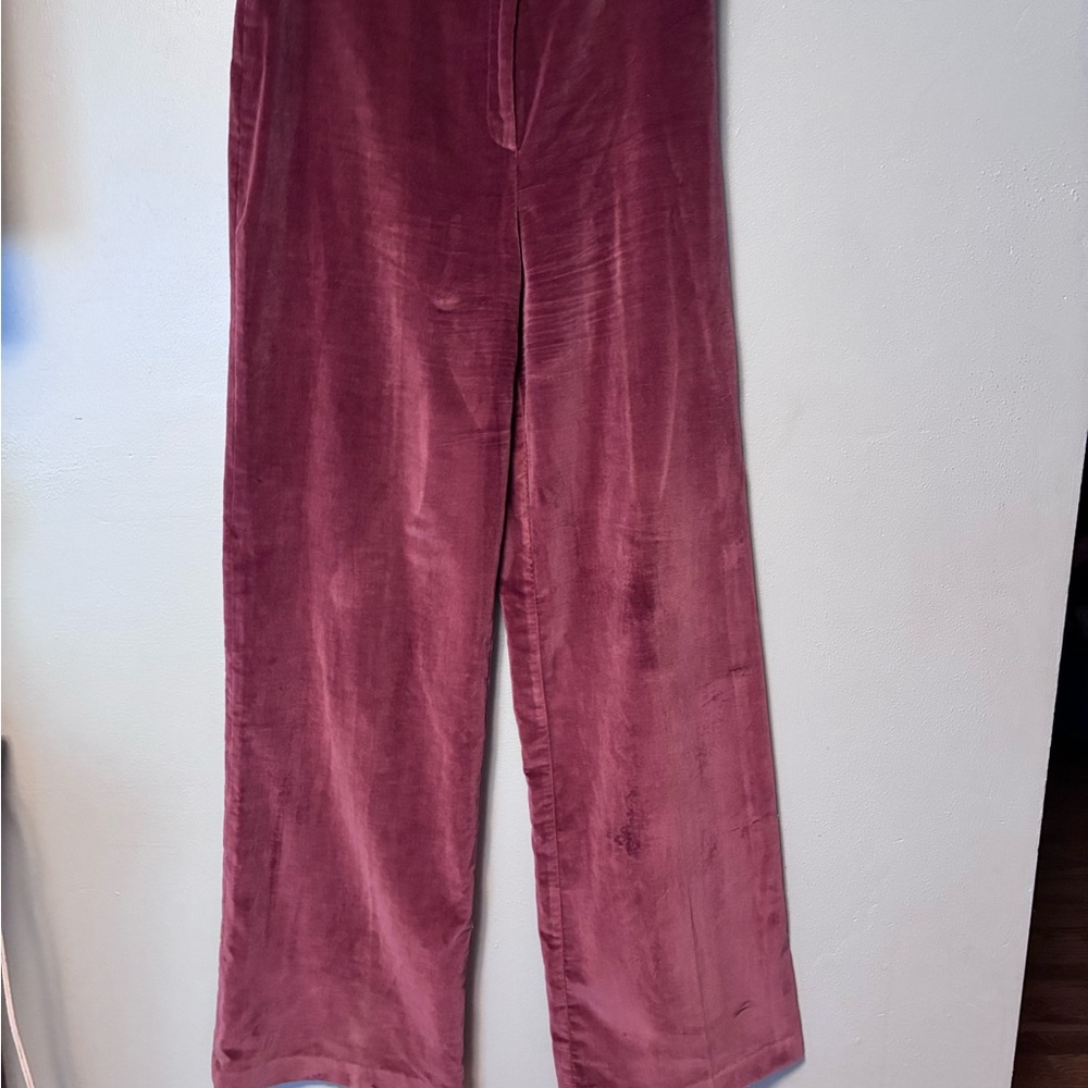 Velvet Wide Leg Pants vintage retro wine colored